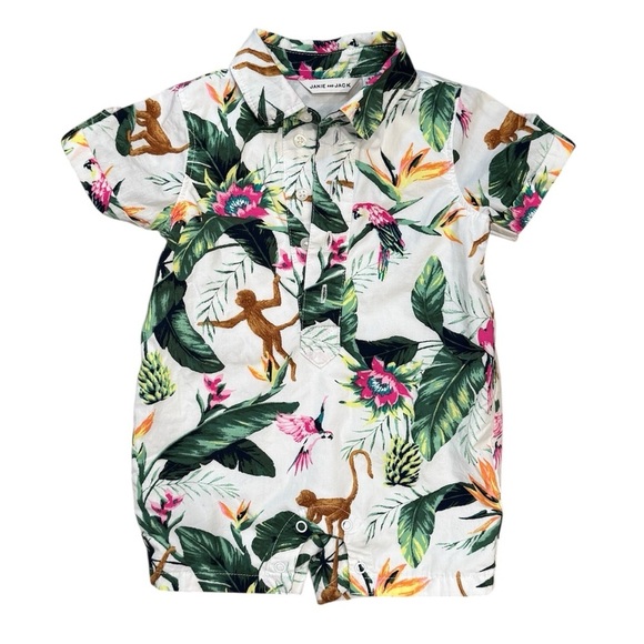 Janie and Jack Other - Janie and Jack Hawaiian Infant Onsie Collared Tropical Print